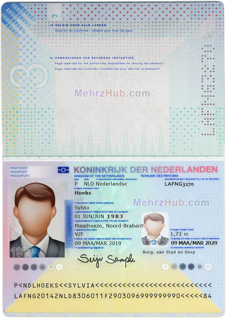 Netherlands Passport Template
