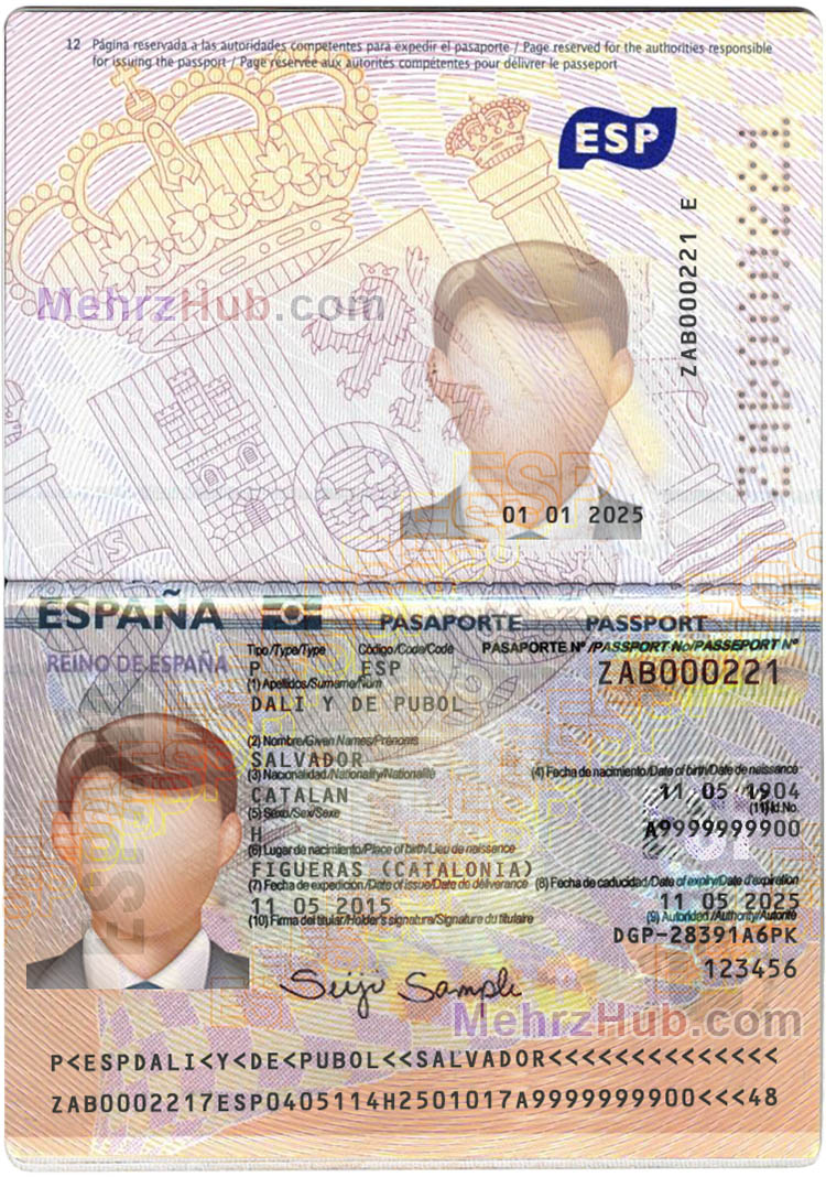Editable Spain Passport
