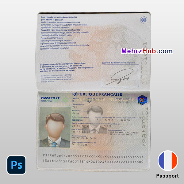 France Passport Template