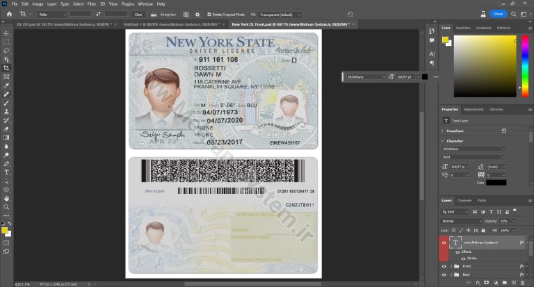 nyc driver license template psd