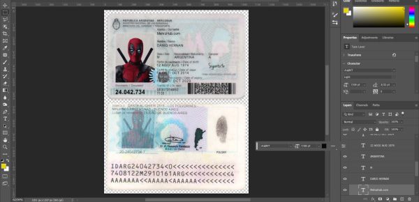 Argentina id card template