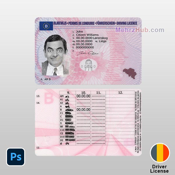 Belgium Driver License template