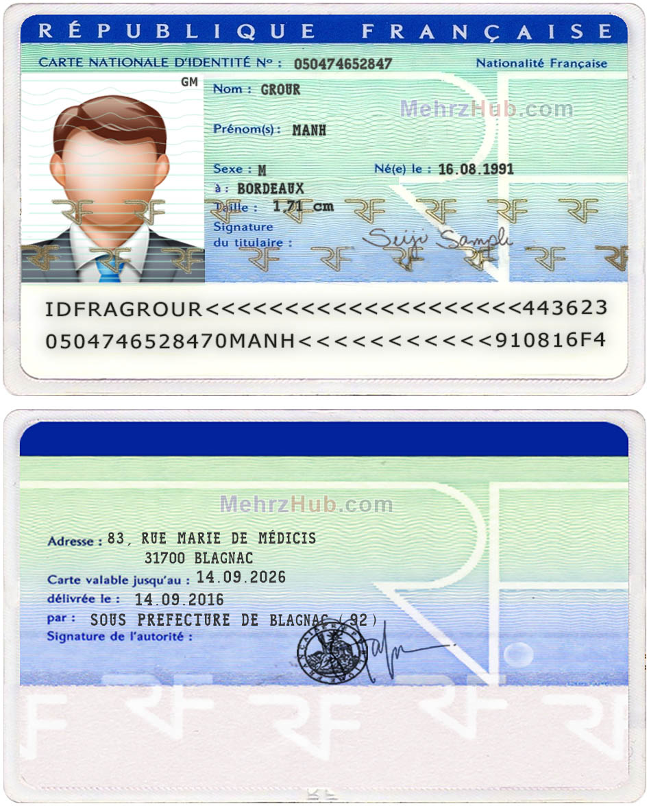 France Id Card Template