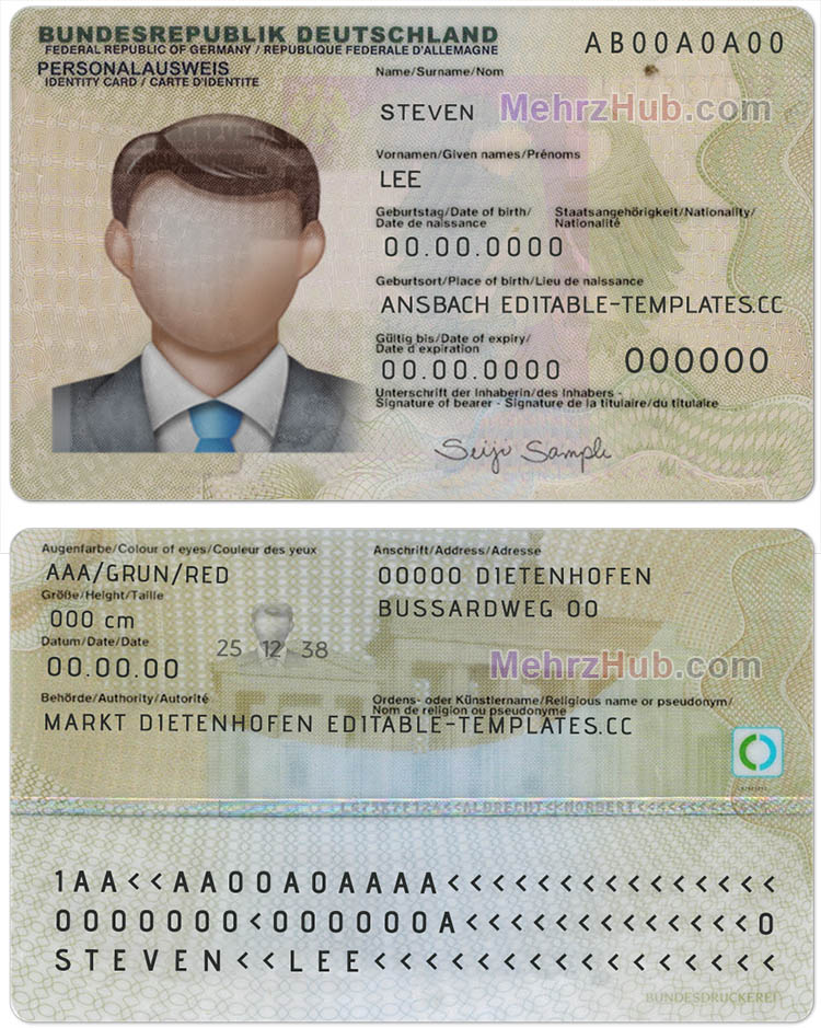 Germany Id Card Template