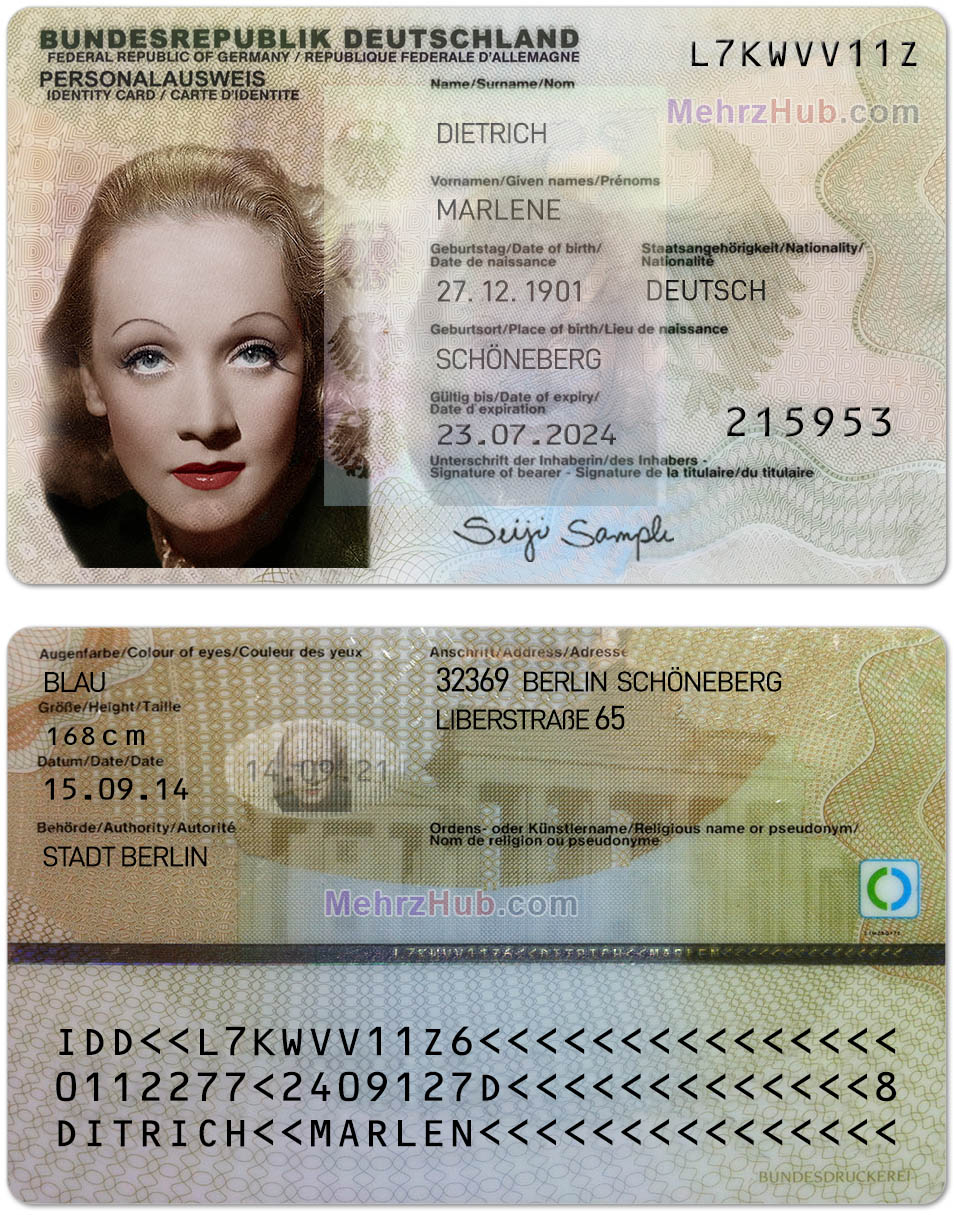 id Card Germany Template