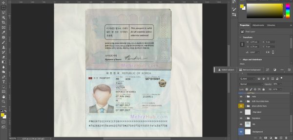 South Korea Passport Template