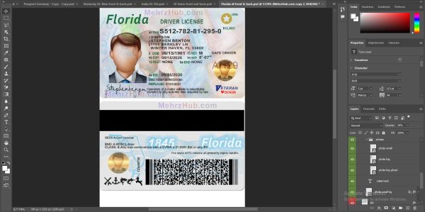 Florida Driver License Template