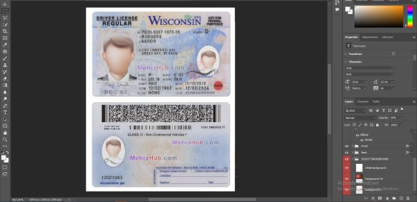 Editable Wisconsin Driver License PSD Template - Image 2