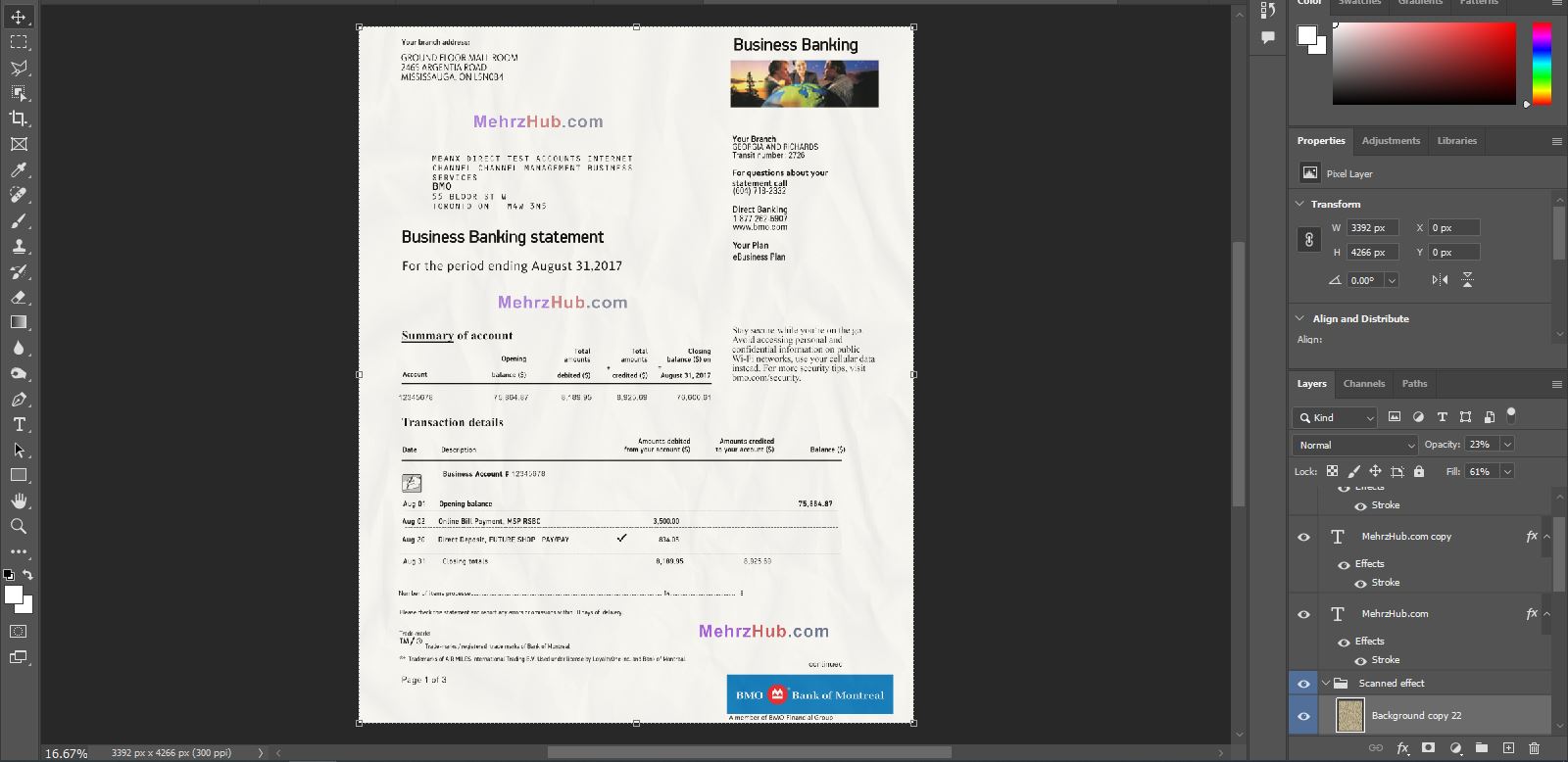 canada bank statement